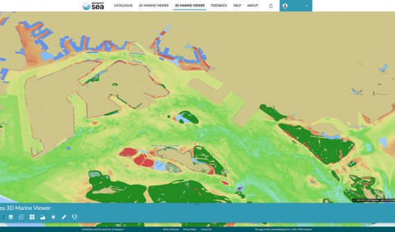 GeoSpace-Sea’s 3D Marine Viewer featuring some of Singapore’s marine coastal spatial data in 3D 