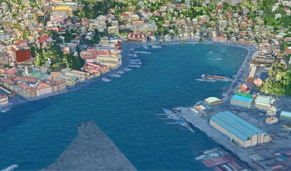 Digital twin of Grenada demonstrating the impact of sea level rise