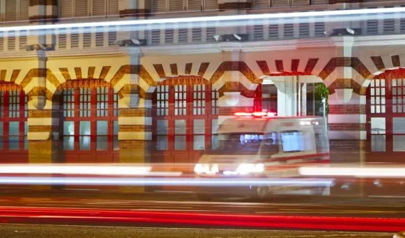 Ambulance leaving station